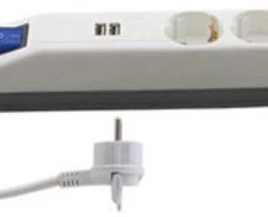 Steckdosen, Kabel REV ICE 3-Fach Leiste Mit Schalter+USB Weiß/grau