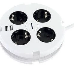 Steckdosen, Kabel REV PowerDisc Steckdosenleiste (1,4m) Weiß/schwarz