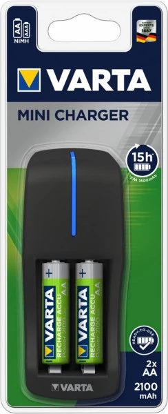 Akku-Ladegeräte Varta Mini Charger Inkl. 2x AA 2100mAh Akku-Ladegerät Schwarz 4 Akku-Ladegeräte Varta Mini Charger Inkl. 2x AA 2100mAh Akku-Ladegerät Schwarz – Bild 2